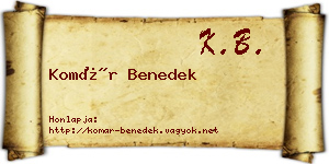 Komár Benedek névjegykártya